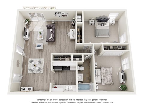 Floor plan for 2 beds, 1 bath, 1174 sqft